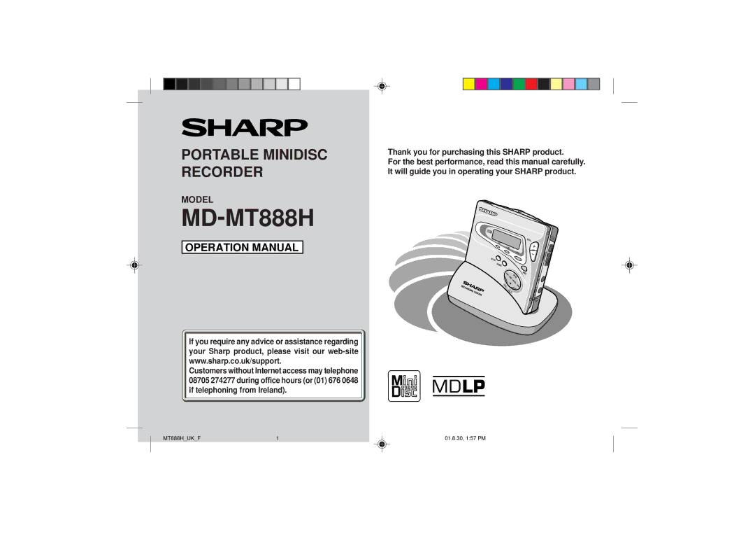 Sharp MD-MT888H operation manual 