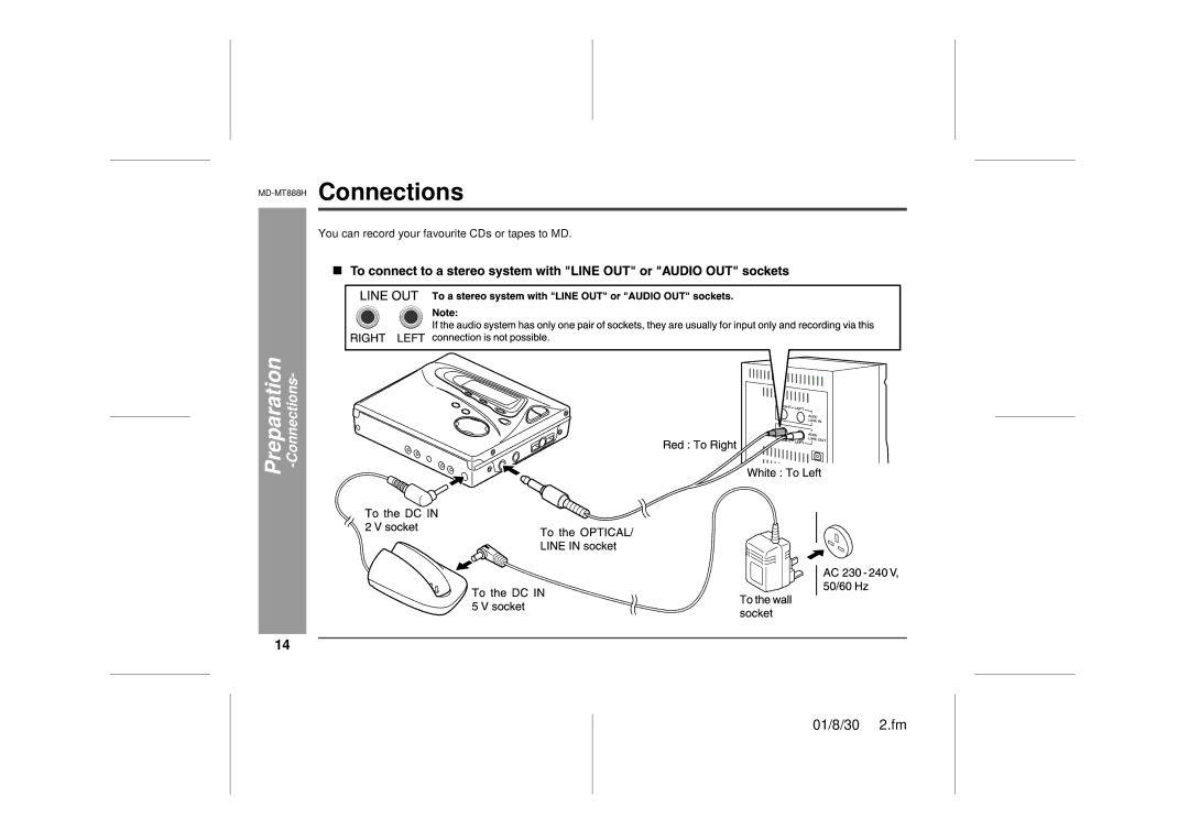 Sharp operation manual MD-MT888HConnections 