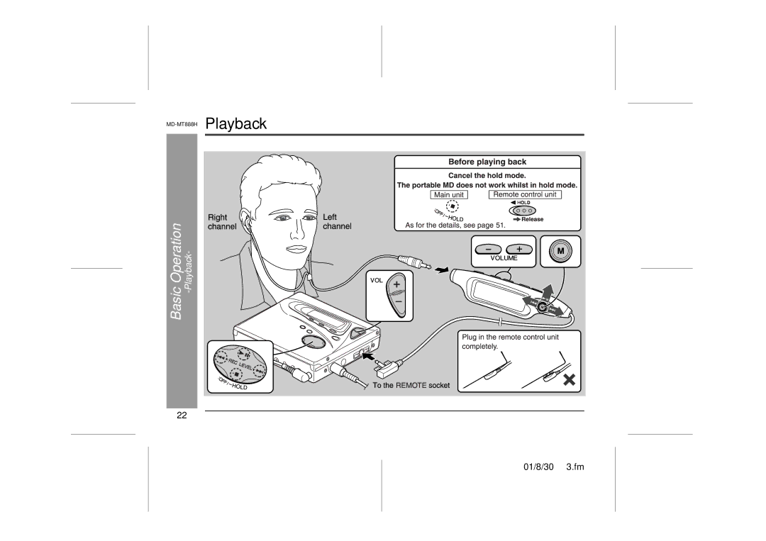 Sharp MD-MT888H operation manual Basic Operation -Playback 