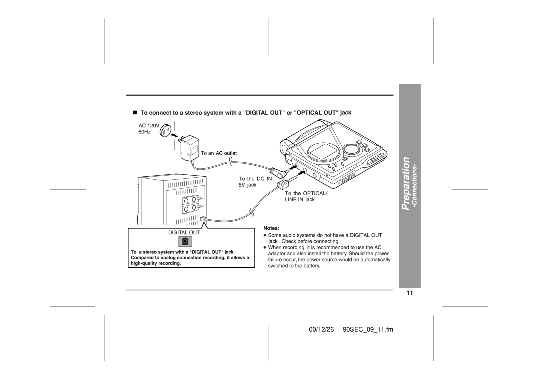 Sharp MD-MT90 operation manual Preparation 