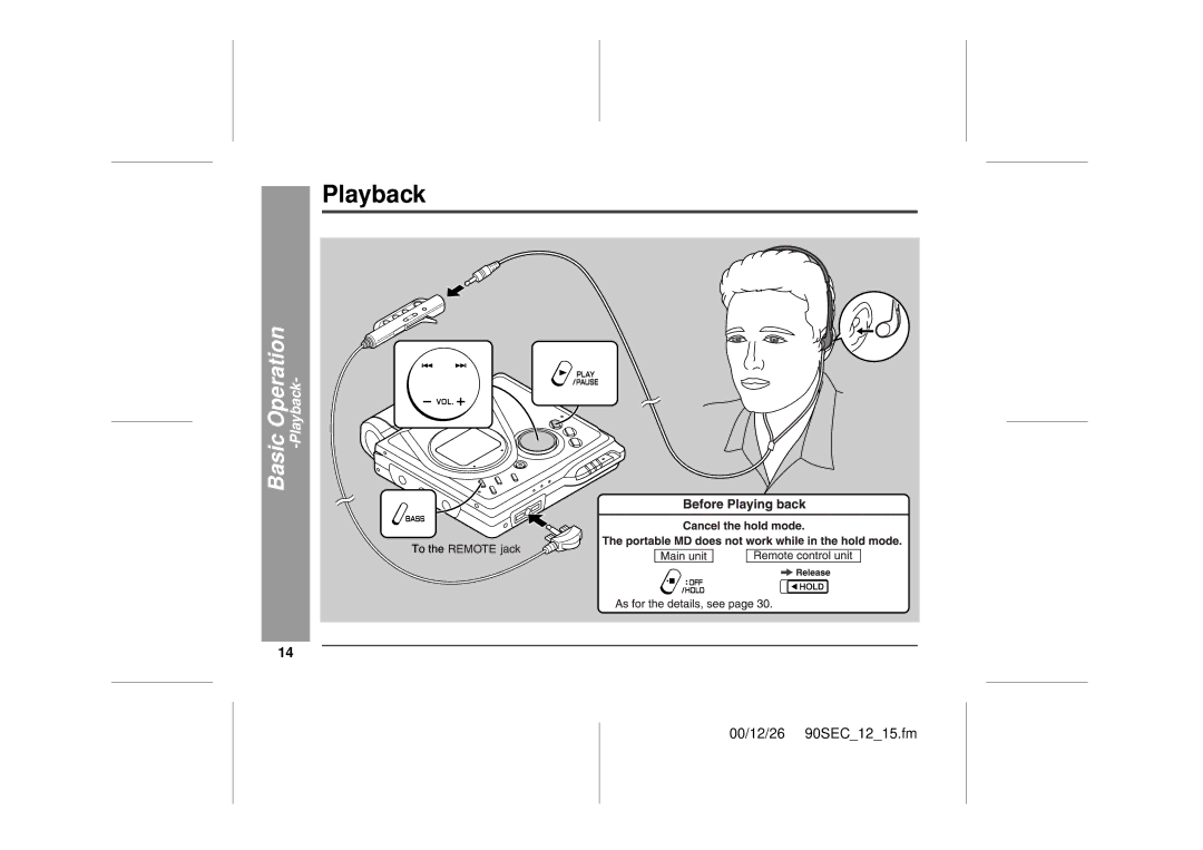 Sharp MD-MT90 operation manual Basic Operation -Playback 