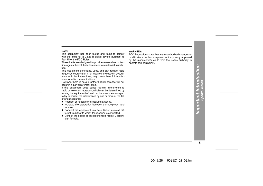 Sharp MD-MT90 operation manual Important Introduction 