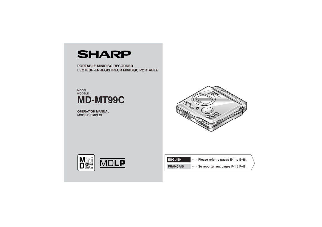 Sharp MD-MT99C operation manual 