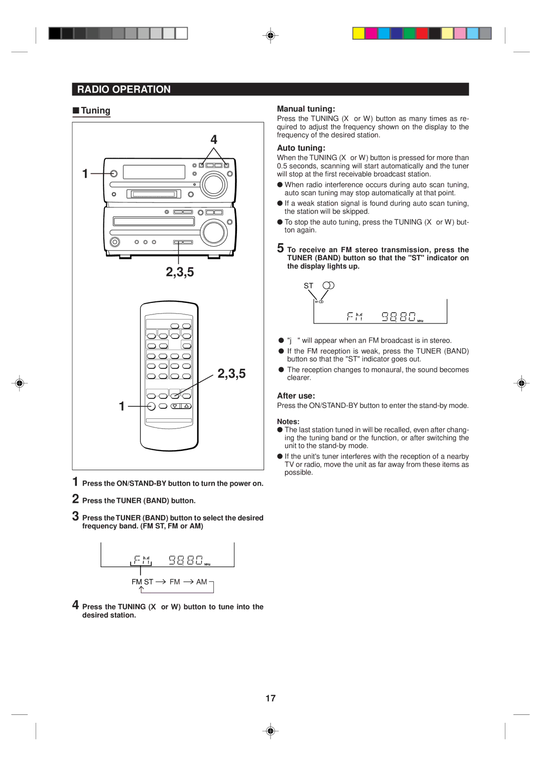 Sharp MD-MX10H operation manual Manual tuning, Auto tuning 