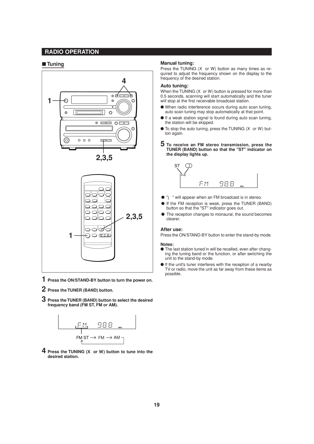 Sharp MD-MX20 operation manual Manual tuning, Auto tuning 