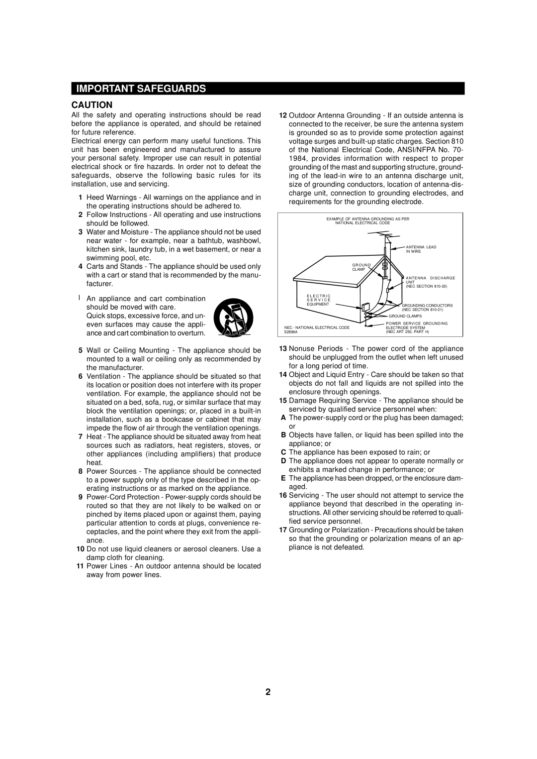 Sharp MD-MX20 operation manual Important Safeguards, Near water for example, near a bathtub, washbowl 