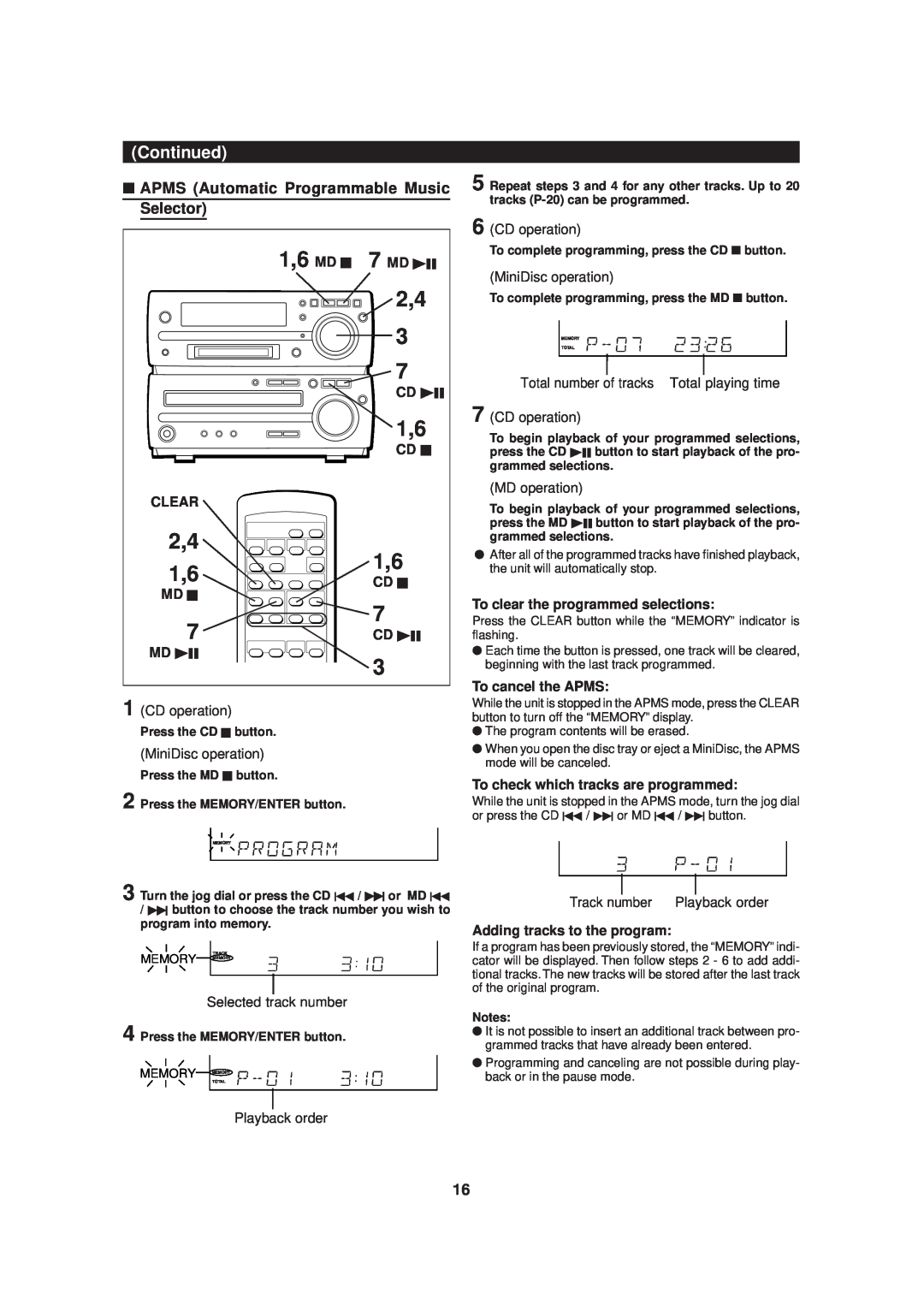 Sharp MD-MX20 operation manual 1,6 MD H 