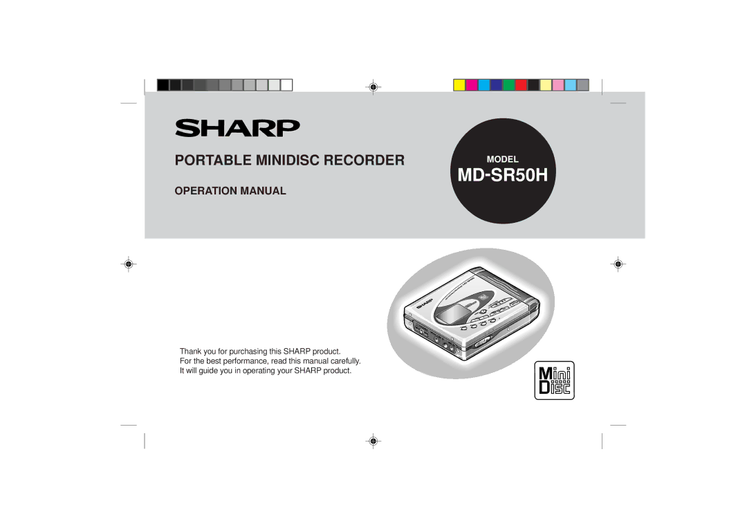 Sharp MD-SR50H operation manual 