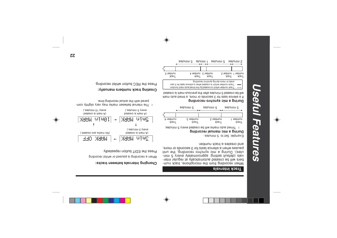 Sharp MD-SR50H operation manual Track intervals, During a mic manual recording, During a mic synchro recording 