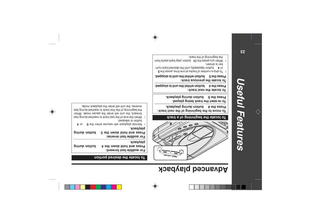 Sharp MD-SR50H operation manual Advanced playback, 234, To locate the beginning of a track, To locate the desired portion 