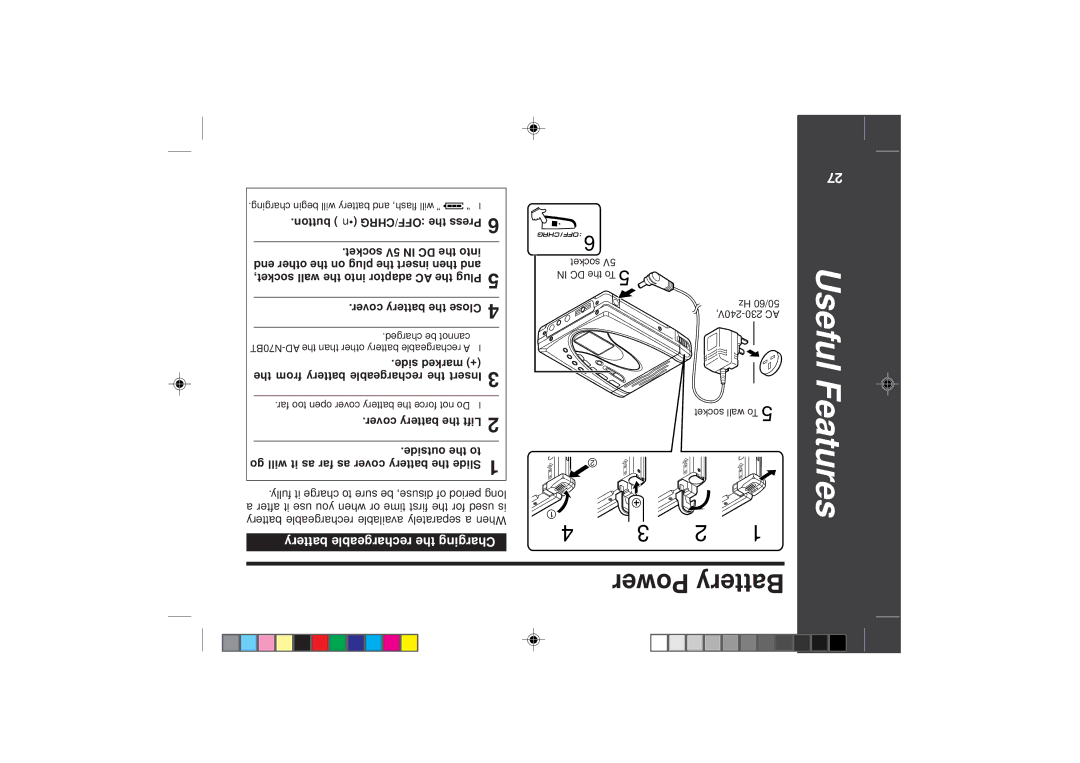 Sharp MD-SR50H operation manual Useful, Battery Power, 278, Charging the rechargeable battery 