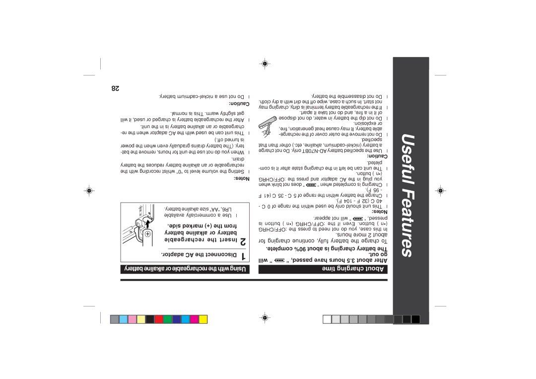 Sharp MD-SR50H operation manual About charging time, Using with the rechargeable or alkaline battery 