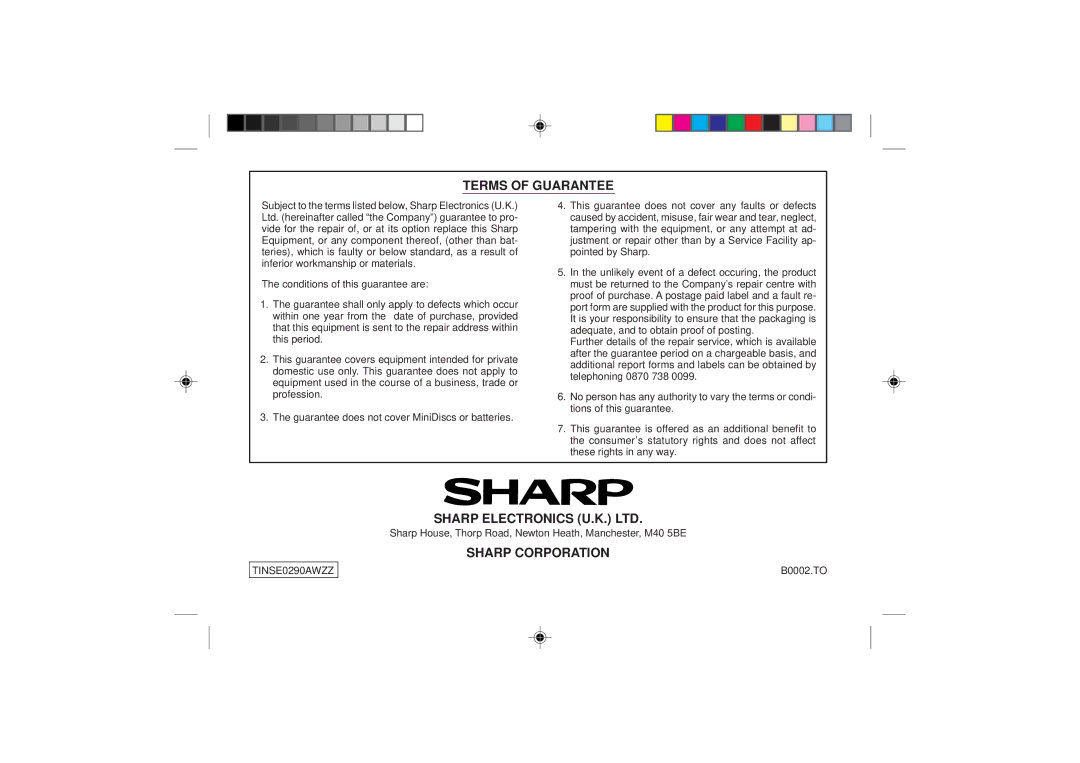 Sharp MD-SR50H operation manual Sharp Corporation 