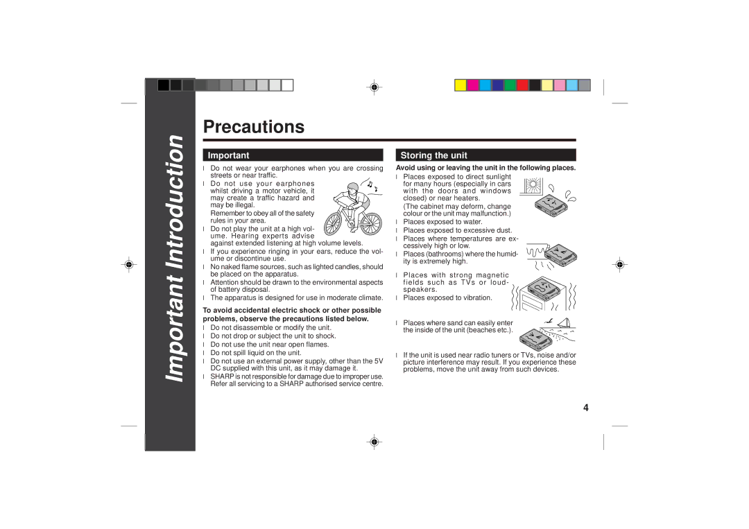 Sharp MD-SR50H operation manual Precautions, Storing the unit, Avoid using or leaving the unit in the following places 