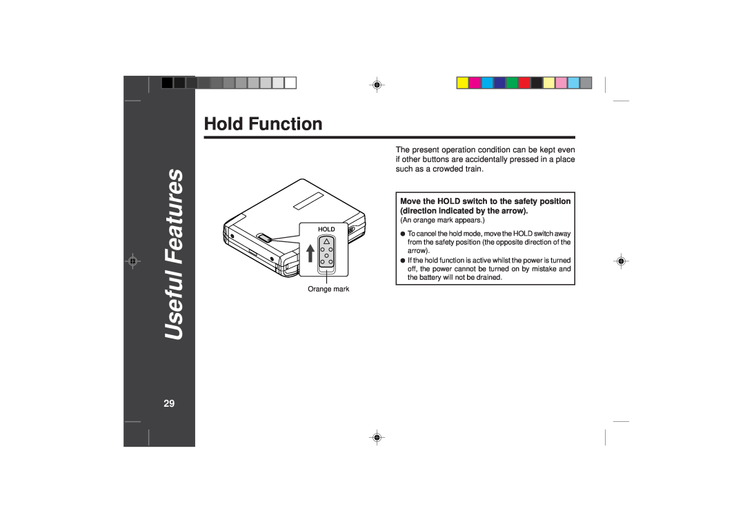 Sharp MD-SR50H operation manual Hold Function, 2930, Useful Features 