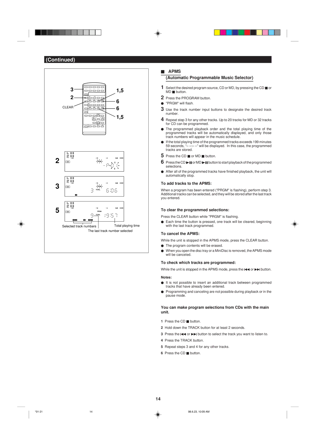 Sharp MD X5 operation manual Automatic Programmable Music Selector 