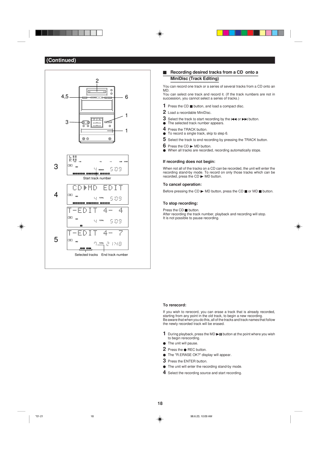 Sharp MD X5 operation manual To rerecord 