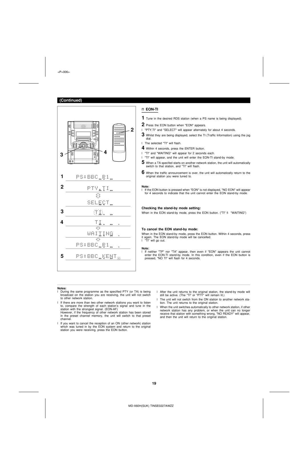 Sharp MD-X60H operation manual Eon-Ti 