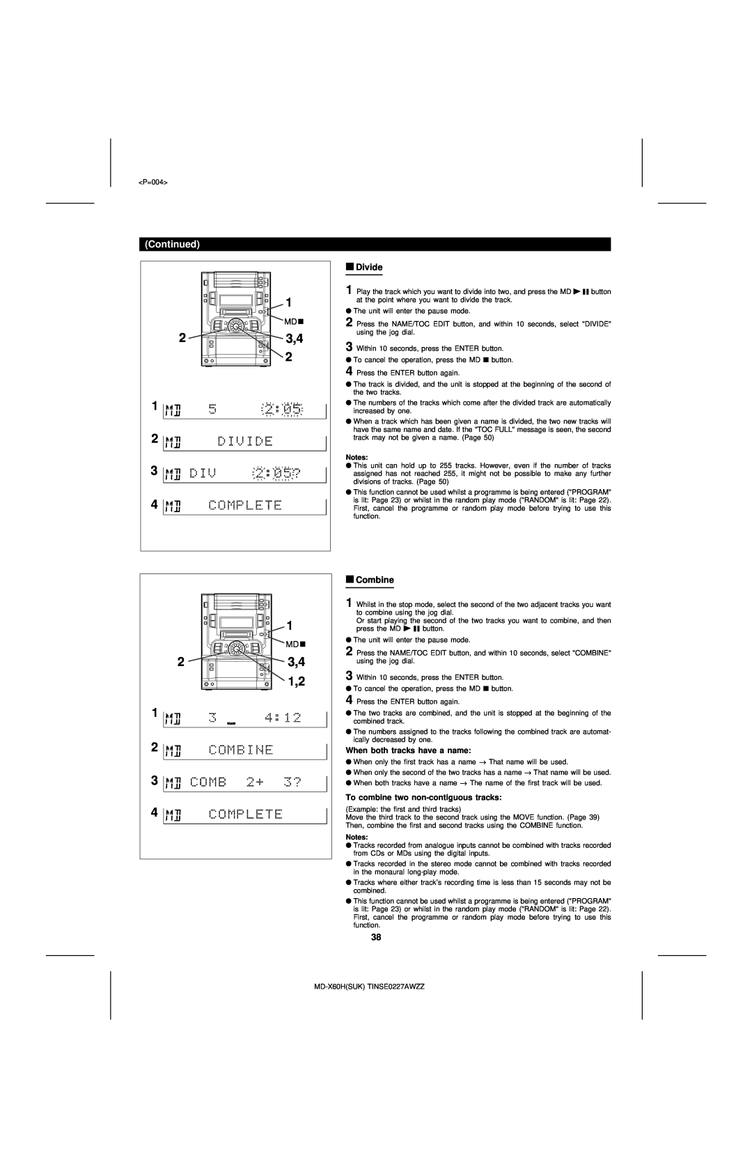 Sharp MD-X60H operation manual 