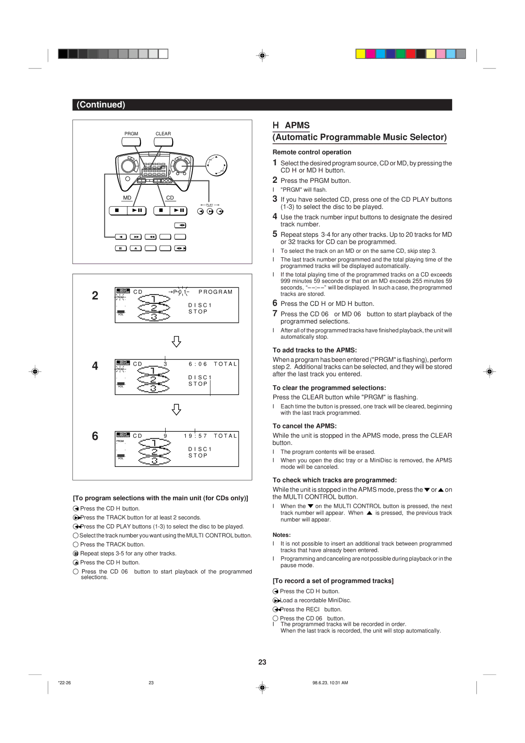 Sharp MD-X8 operation manual Automatic Programmable Music Selector 