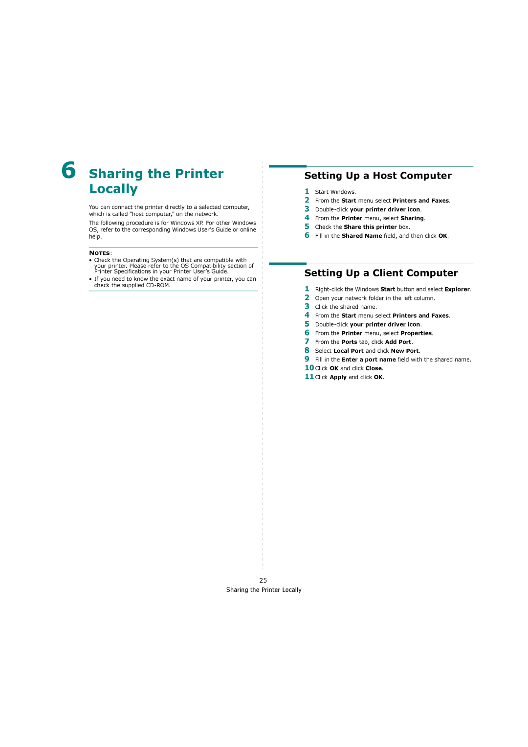 Sharp ML-4550 manual Setting Up a Host Computer, Setting Up a Client Computer, Check the Share this printer box 