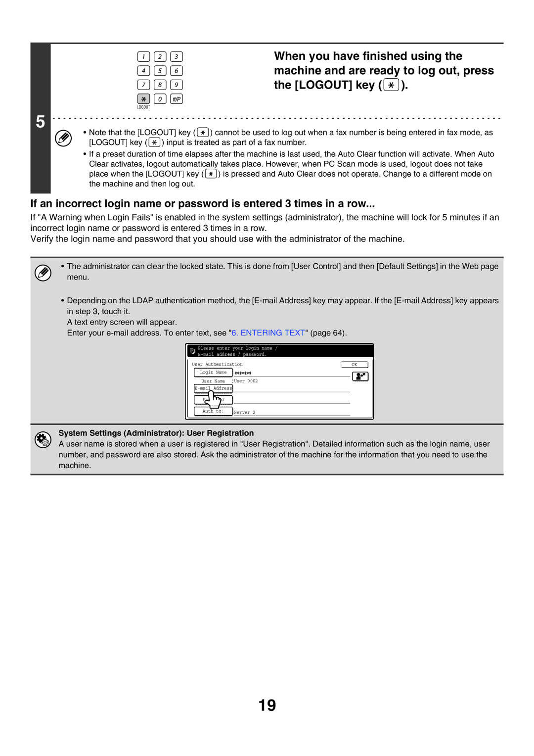 Sharp MX-2300G, MX-2700G manual System Settings Administrator User Registration 