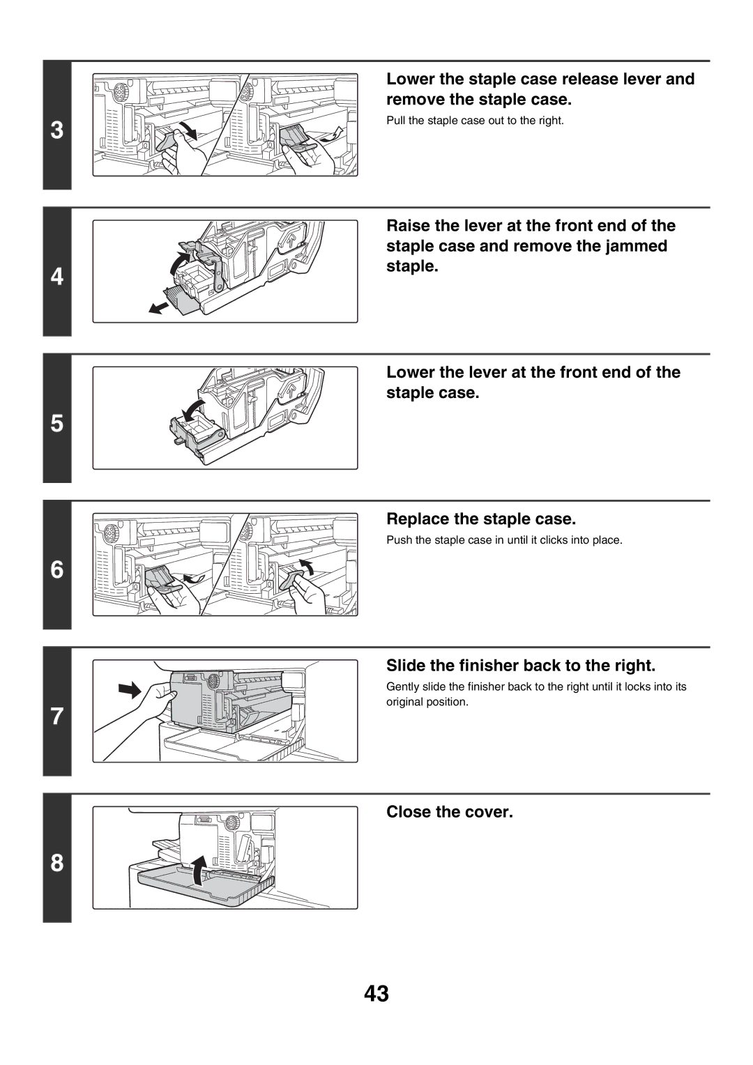 Sharp MX-2300G, MX-2700G manual Slide the finisher back to the right 