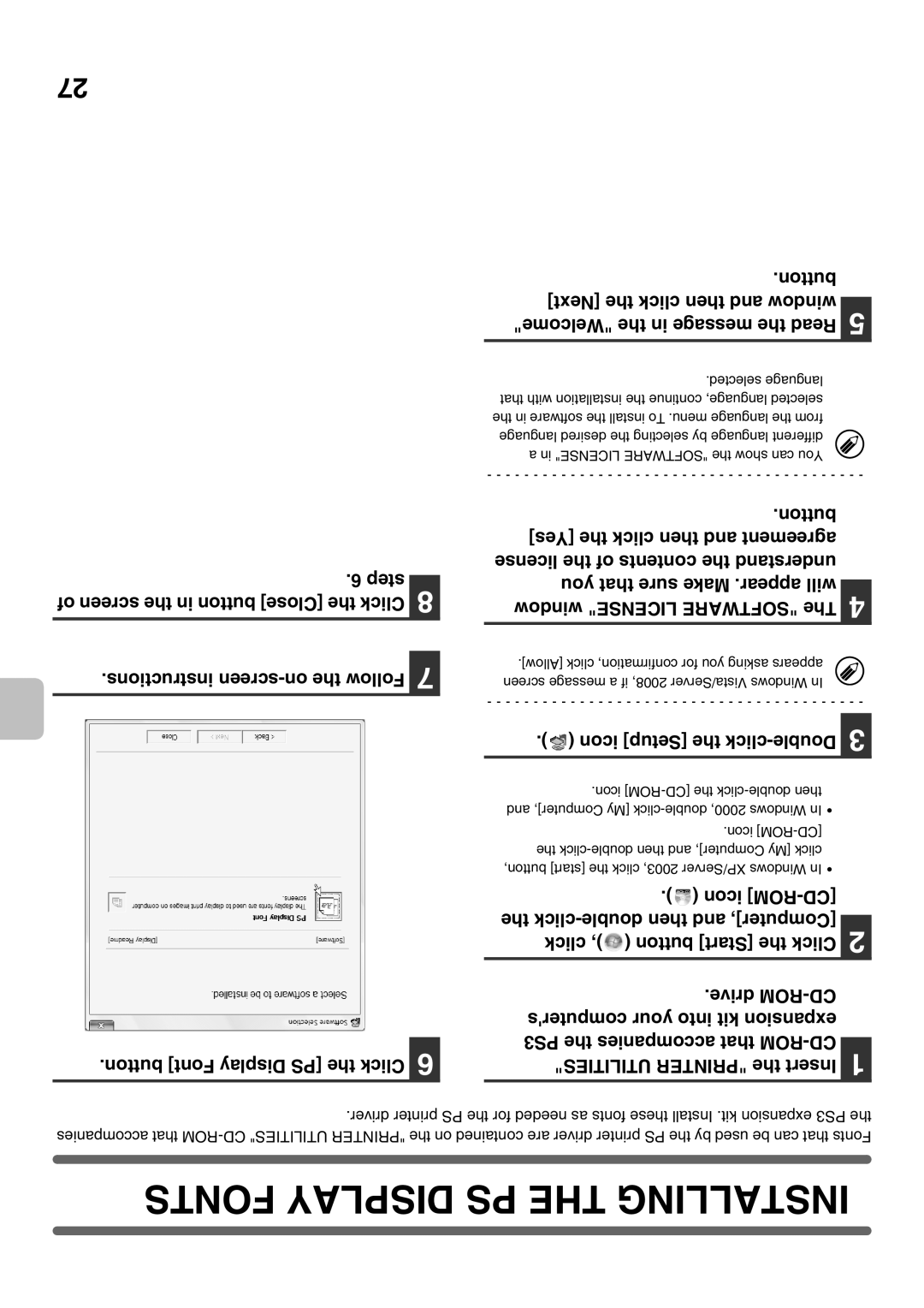 Sharp MX-2301N specifications Fonts Display PS the Installing, Icon Setup the click-Double 