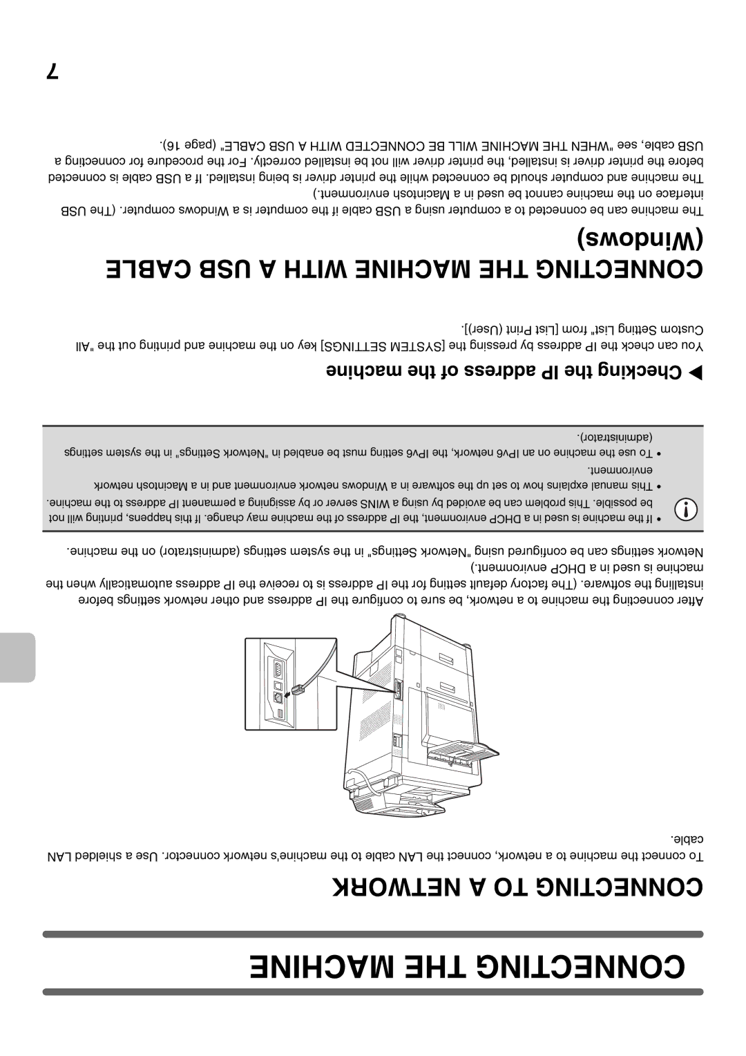 Sharp MX-2301N specifications Machine the Connecting, Machine the of address IP the Checking, Environment 