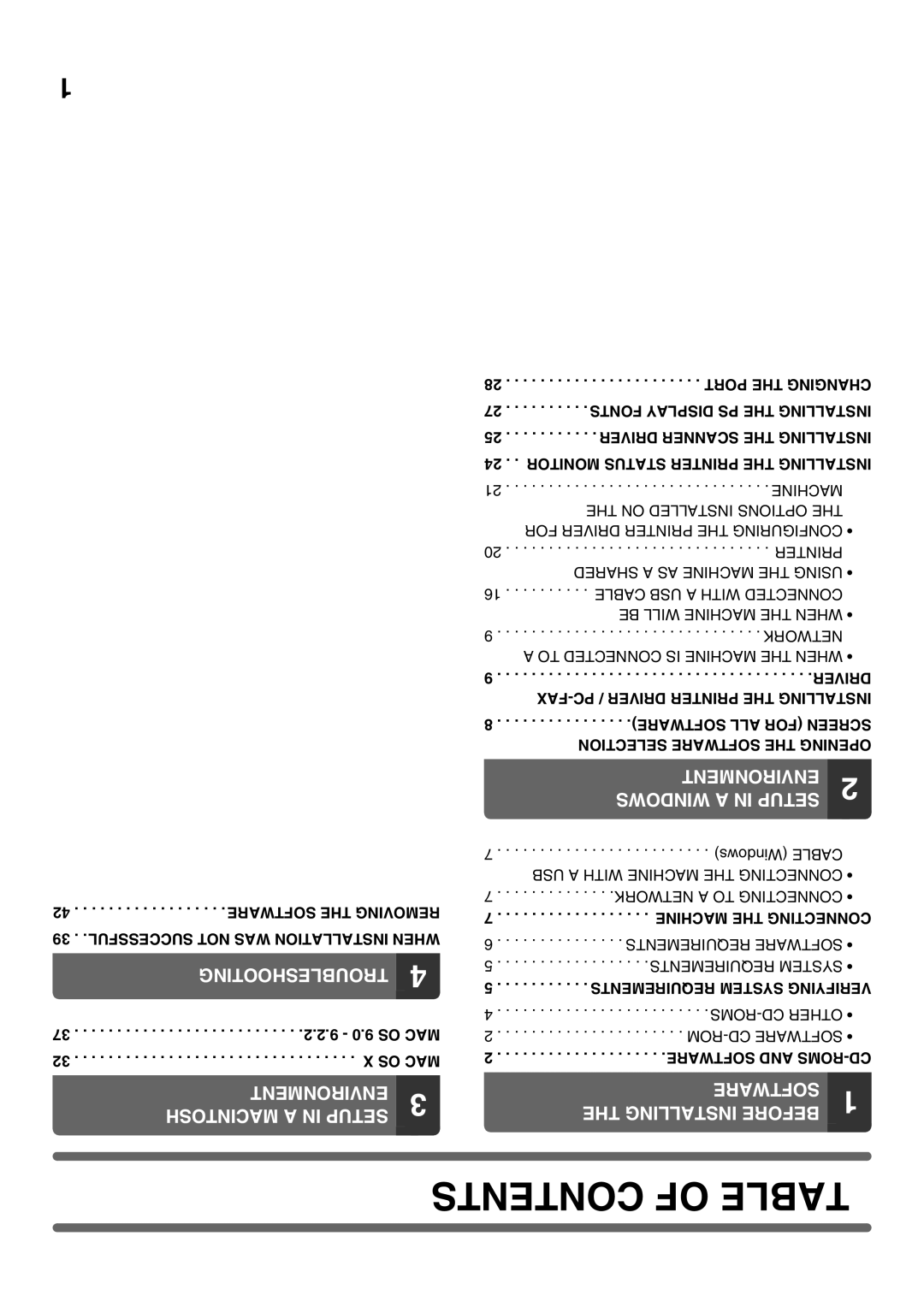 Sharp MX-2301N specifications Contents of Table 