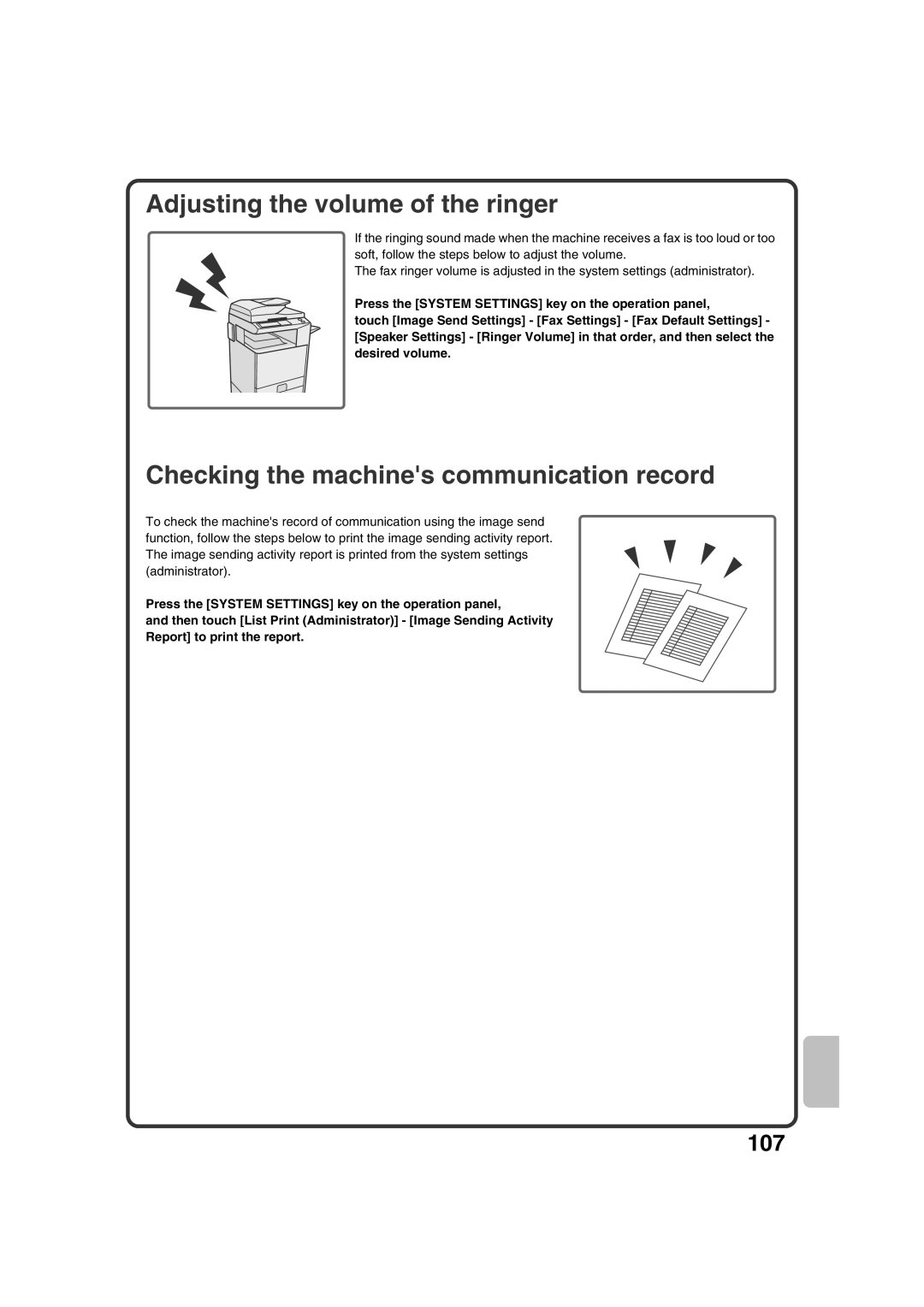 Sharp MX-2301N quick start Adjusting the volume of the ringer, Checking the machines communication record 