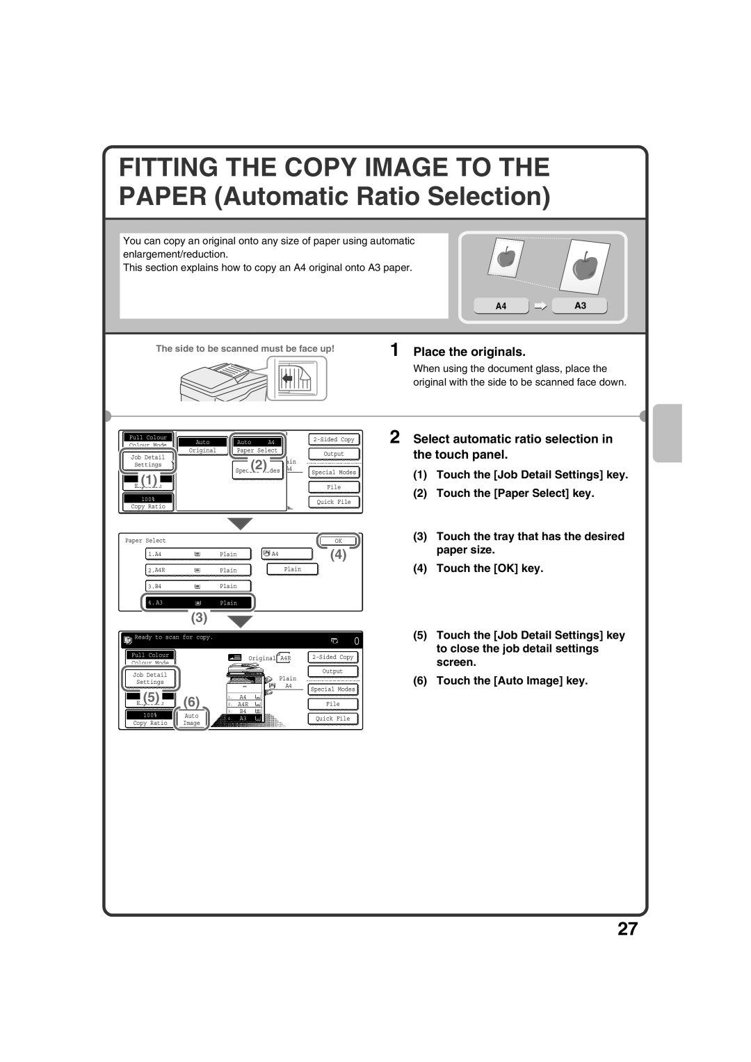 Sharp MX-2301N quick start Select automatic ratio selection 