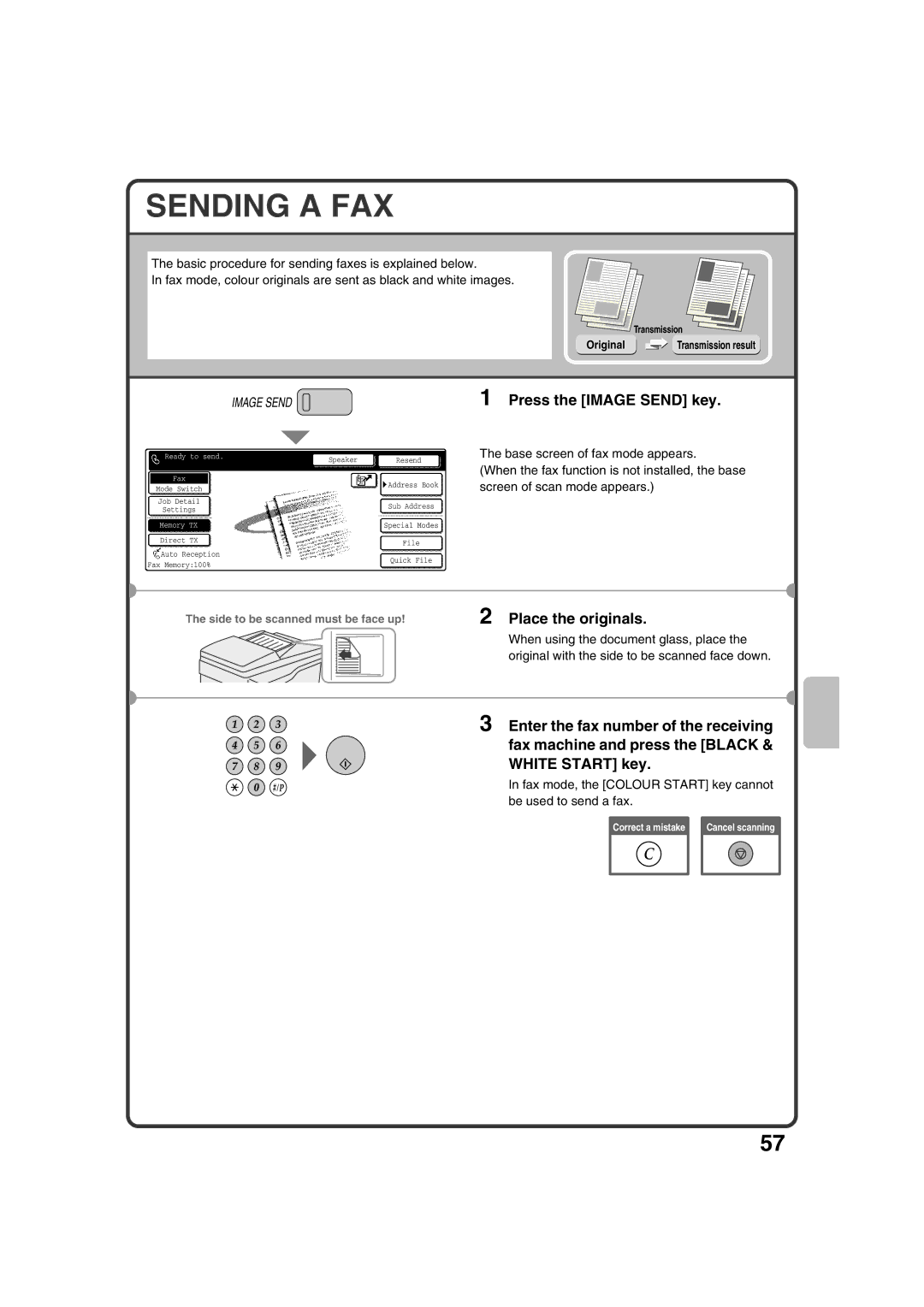 Sharp MX-2301N quick start Sending a FAX, Press the Image Send key 