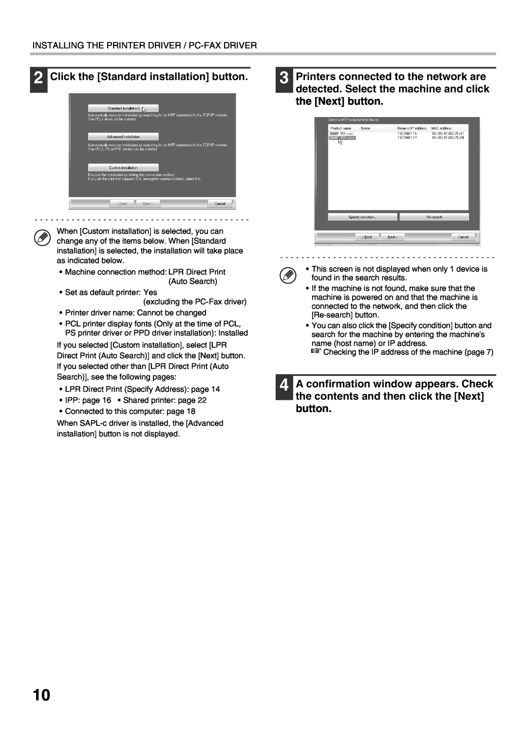 Sharp MX-2310U, MX-2010U setup guide Click the Standard installation button 