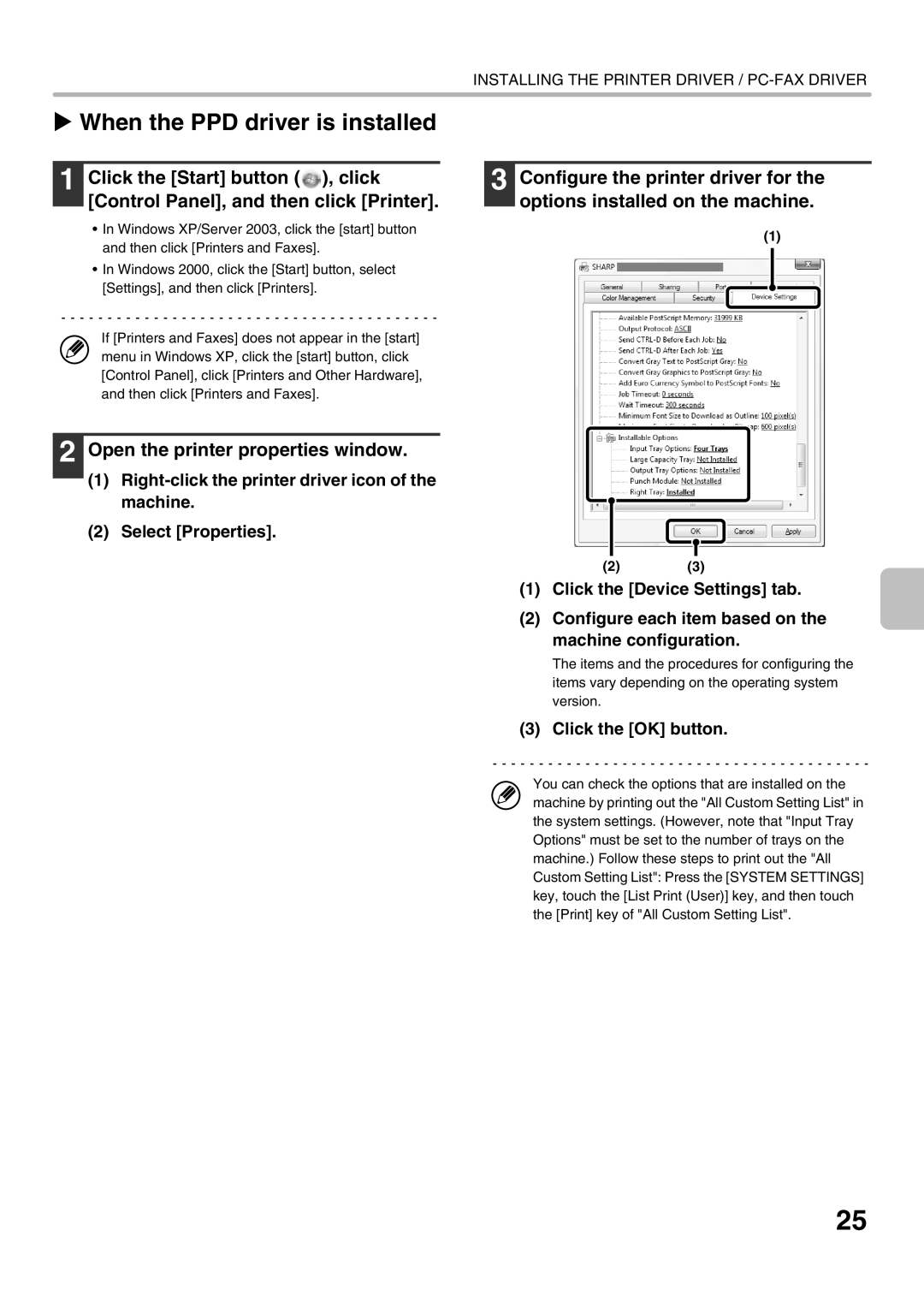 Sharp MX-2010U Open the printer properties window, Right-click the printer driver icon of the machine, Select Properties 