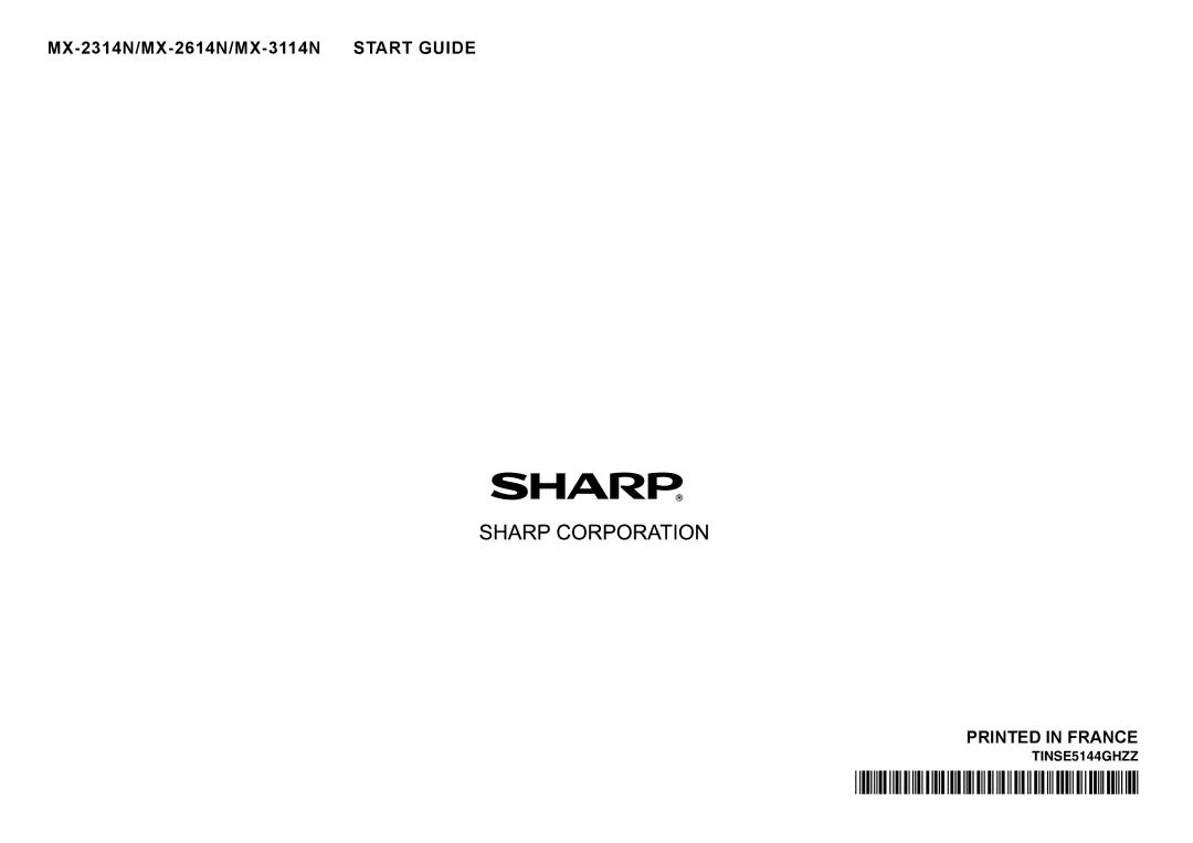 Sharp operation manual MX-2314N/MX-2614N/MX-3114N Start Guide 