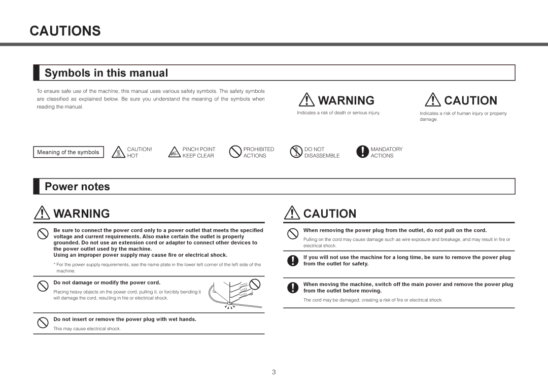 Sharp MX-2614N, MX-3114N, MX-2314N operation manual Symbols in this manual, Power notes 