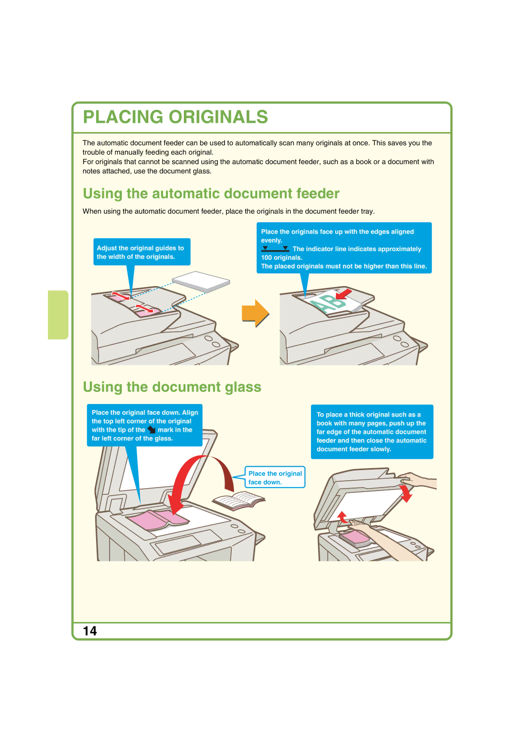 Sharp MX-2700N, MX-2300G, MX-2300N, MX-2700G quick start Placing Originals 