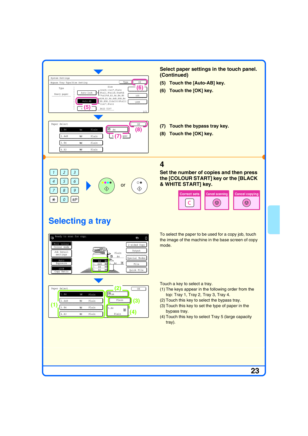 Sharp MX-2300G, MX-2700N, MX-2300N, MX-2700G quick start Selecting a tray, 8K6 