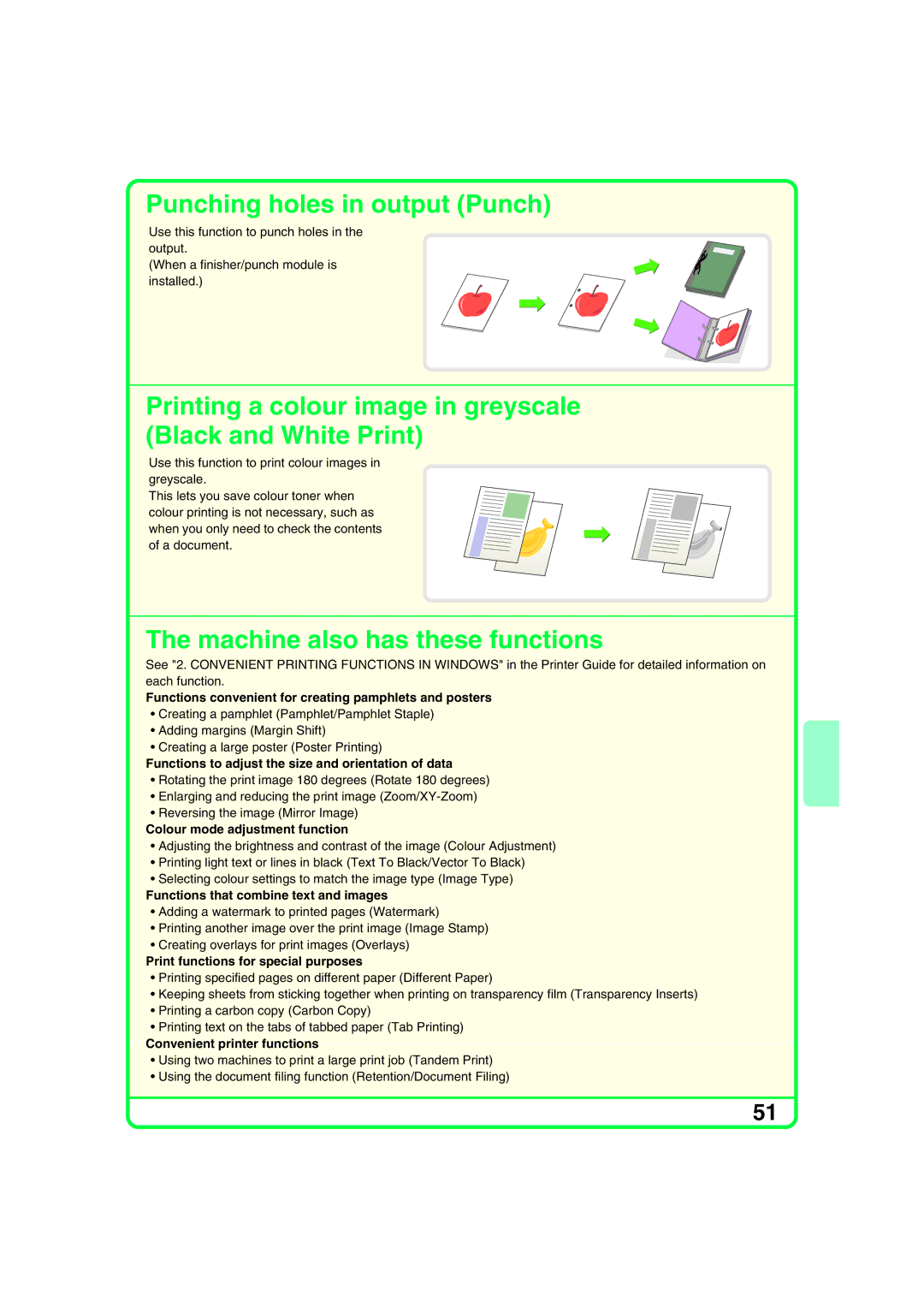 Sharp MX-2300G, MX-2700N, MX-2300N Functions convenient for creating pamphlets and posters, Colour mode adjustment function 