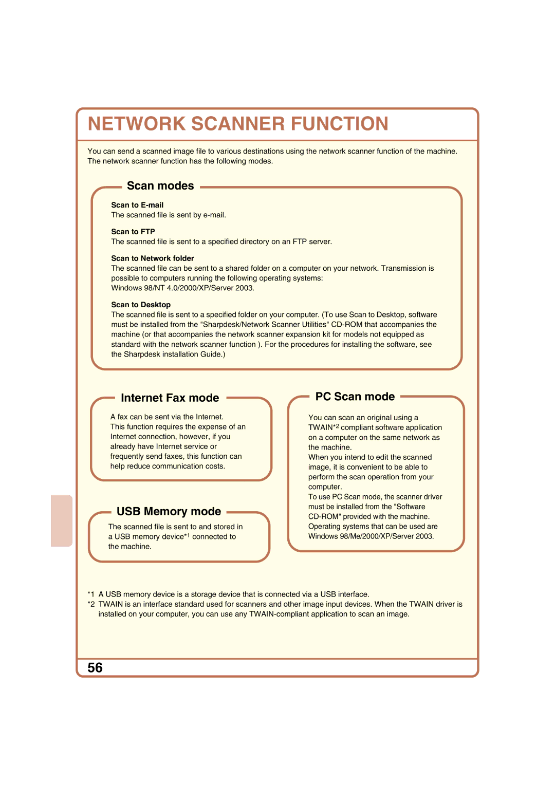 Sharp MX-2300N, MX-2700N Network Scanner Function, Scan to E-mail, Scan to FTP, Scan to Network folder, Scan to Desktop 