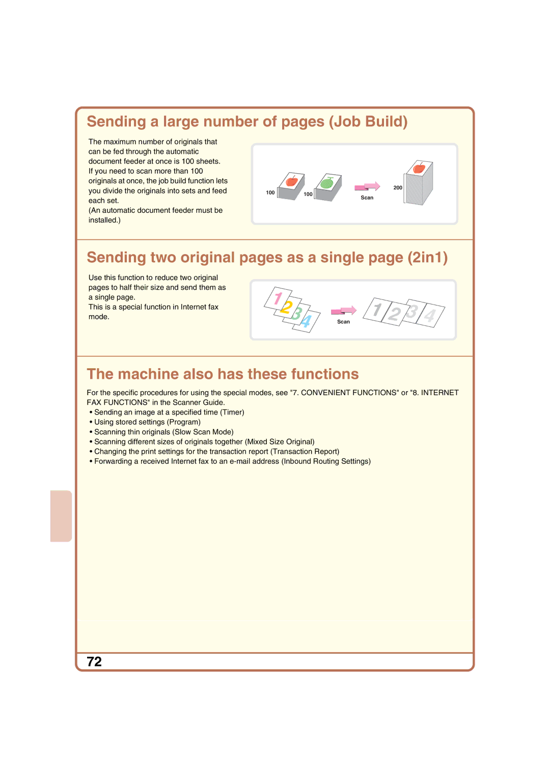 Sharp MX-2300N, MX-2700N, MX-2300G, MX-2700G quick start Sending a large number of pages Job Build 