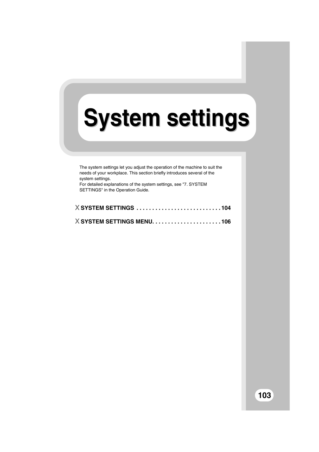 Sharp MX-2600N, MX-3100N quick start System settings 