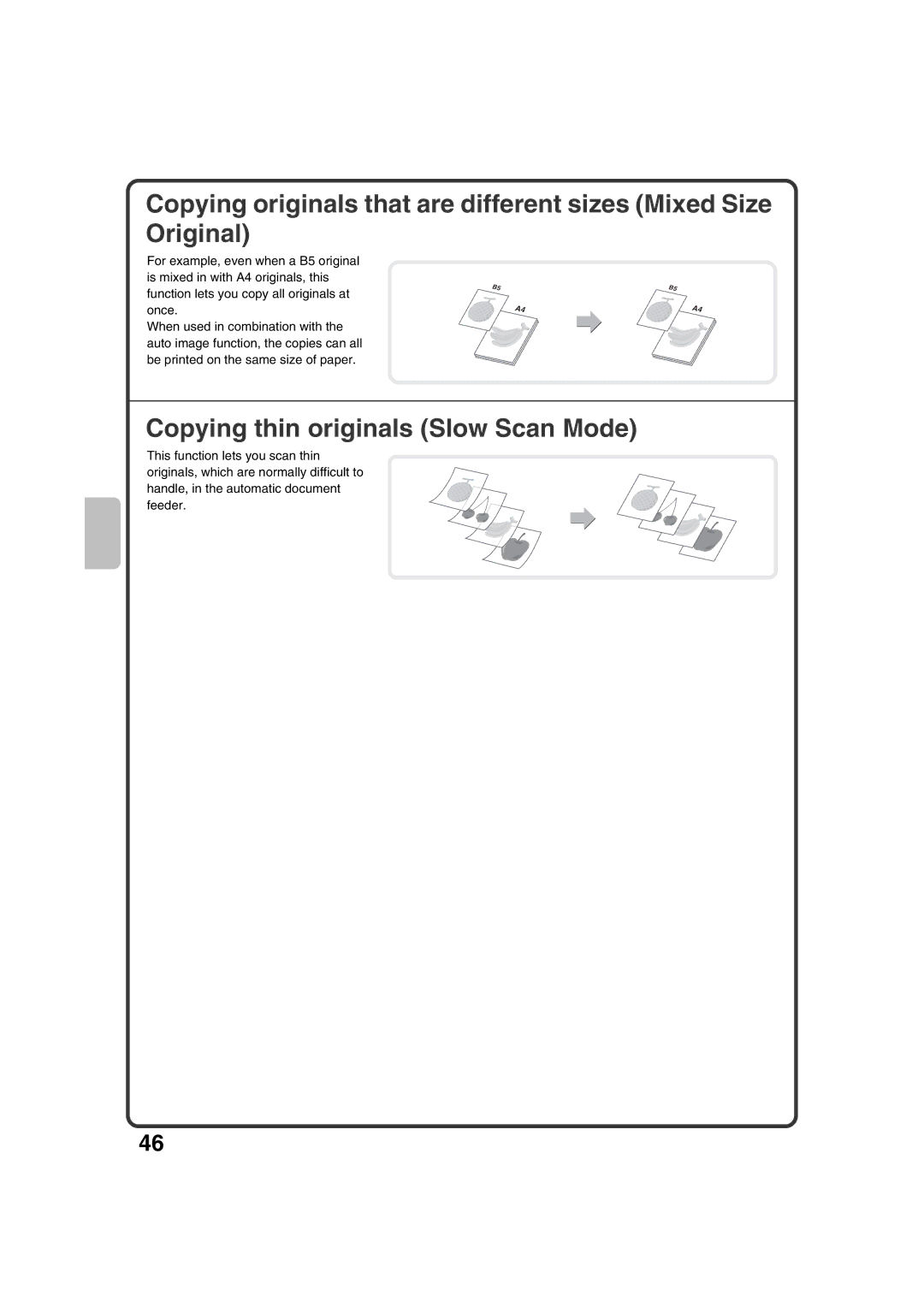 Sharp MX-3100N, MX-2600N quick start Copying thin originals Slow Scan Mode 