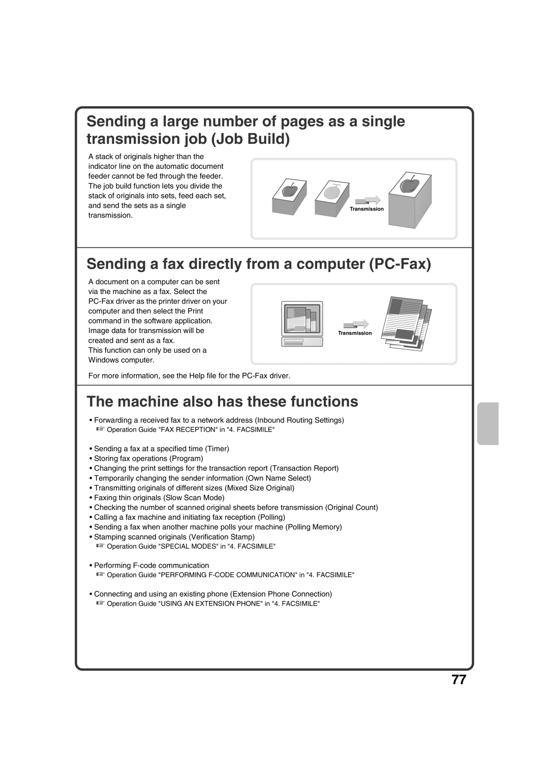 Sharp MX-2600N, MX-3100N quick start Sending a fax directly from a computer PC-Fax, Machine also has these functions 