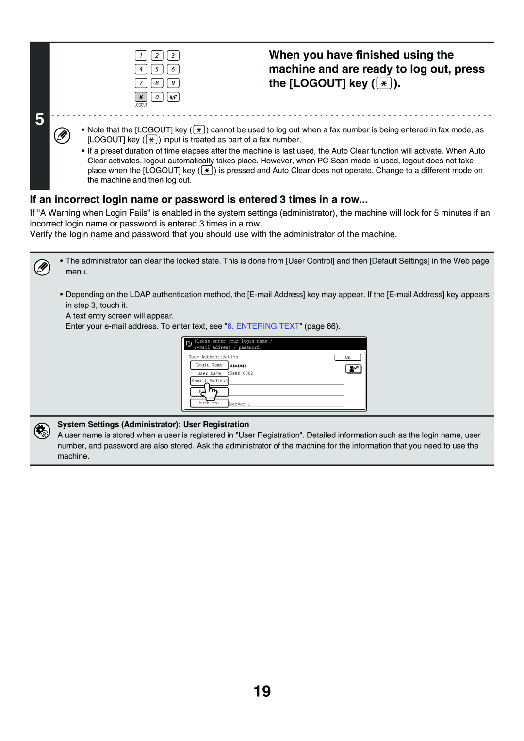 Sharp MX-3500N manual System Settings Administrator User Registration 