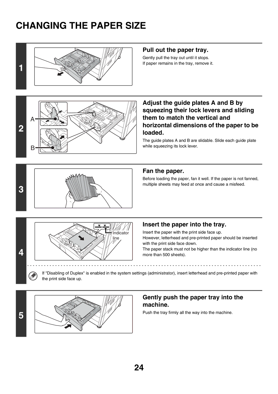 Sharp MX-3500N manual Changing the Paper Size 