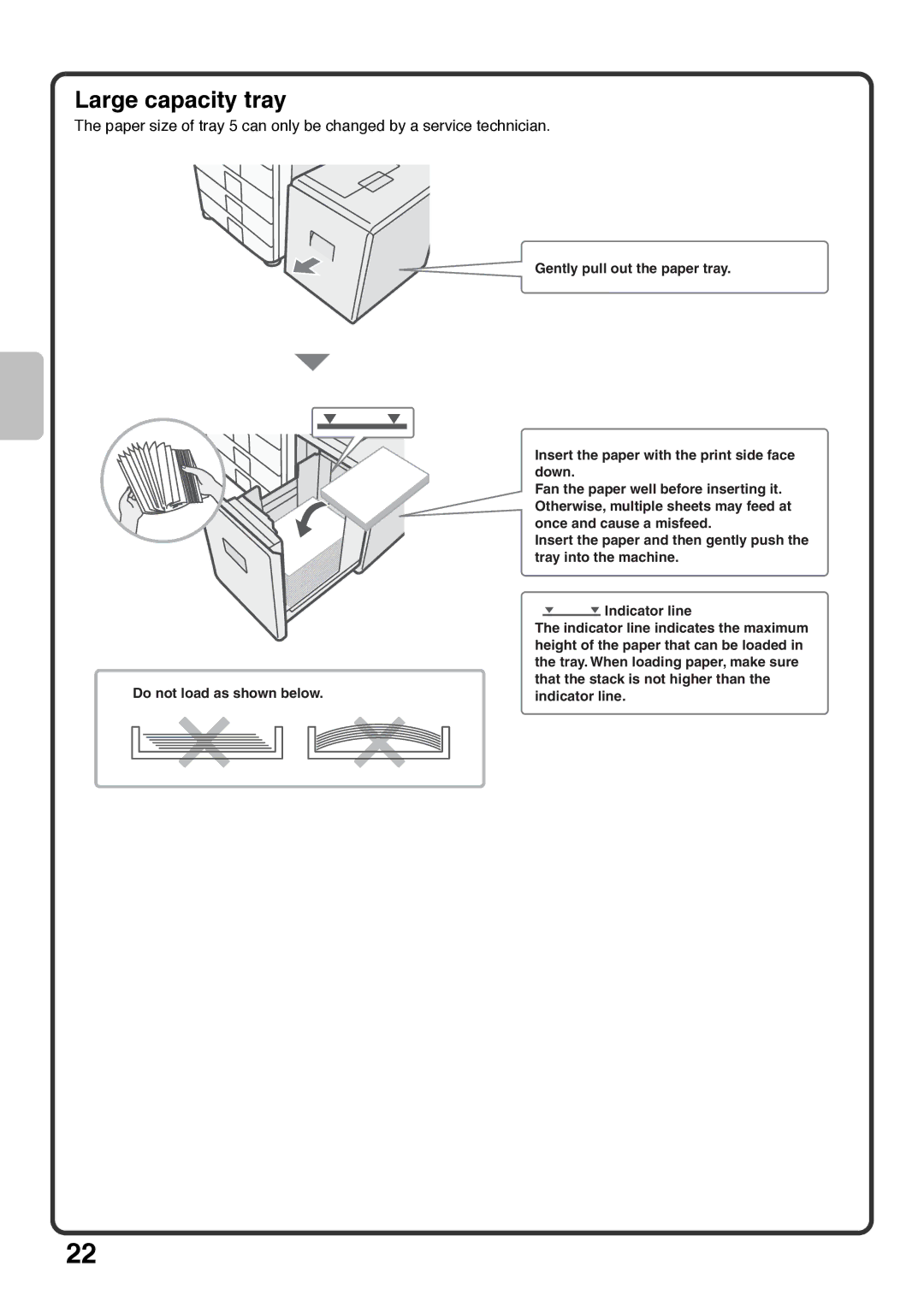 Sharp MX-4100N, MX-5000N, MX-4101N, MX-5001N quick start Large capacity tray 