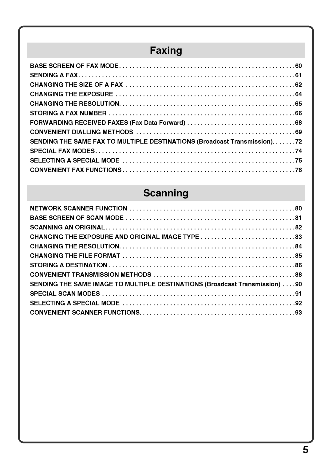 Sharp MX-5001N, MX-4100N, MX-5000N, MX-4101N quick start Faxing 