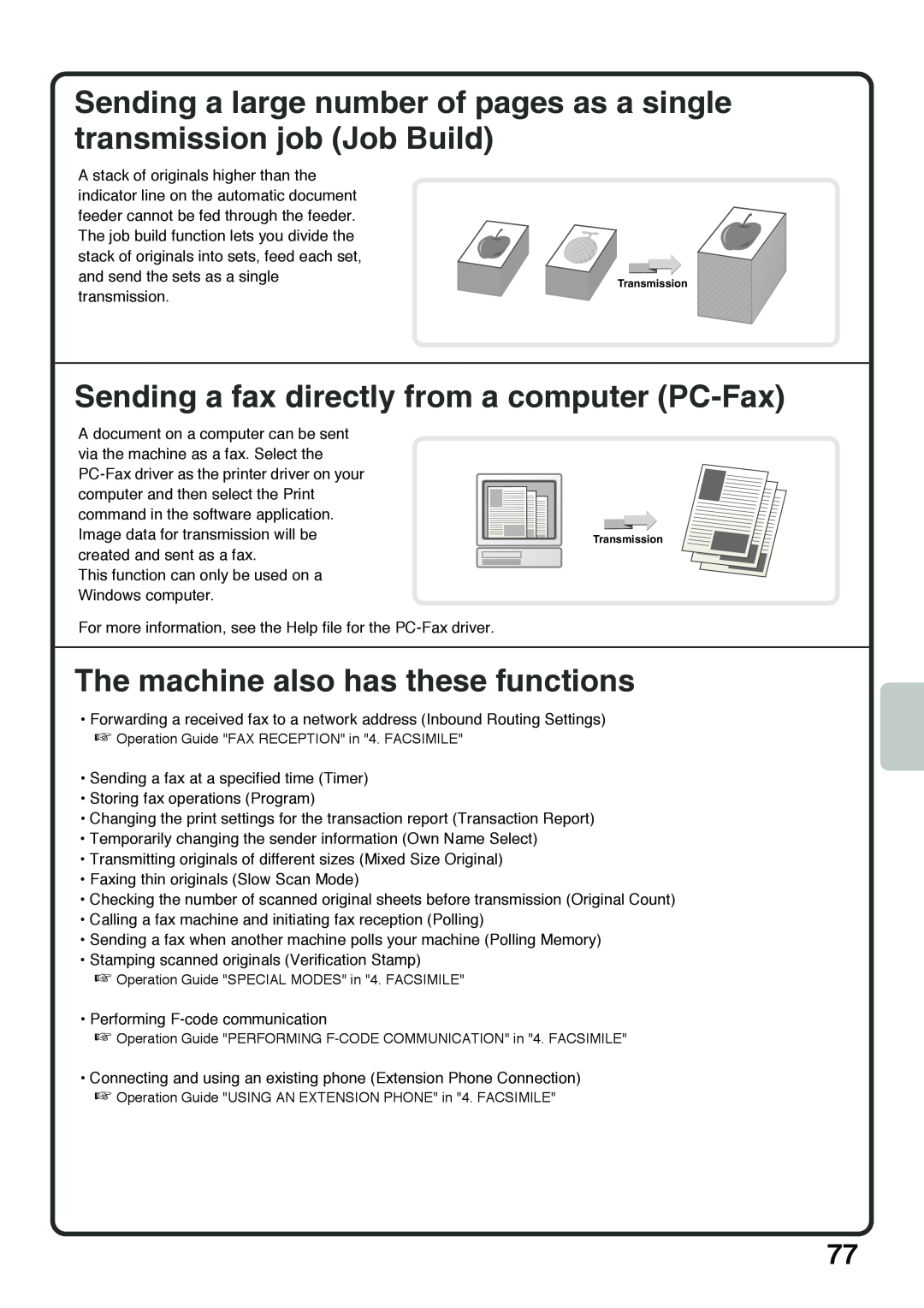 Sharp MX-5001N, MX-4100N, MX-5000N Sending a fax directly from a computer PC-Fax, The machine also has these functions 